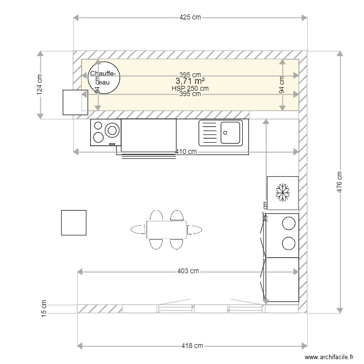 cuisine seule 0724. Plan de 0 pièce et 0 m2