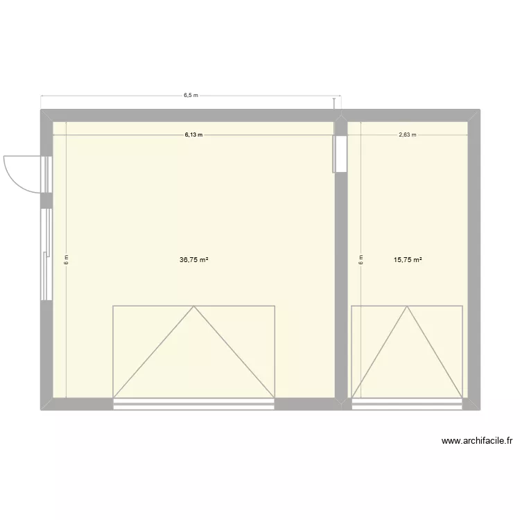 Garage 3. Plan de 2  et 53 m²