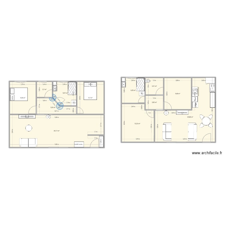 plan 1. Plan de 12 pièces et 133 m2