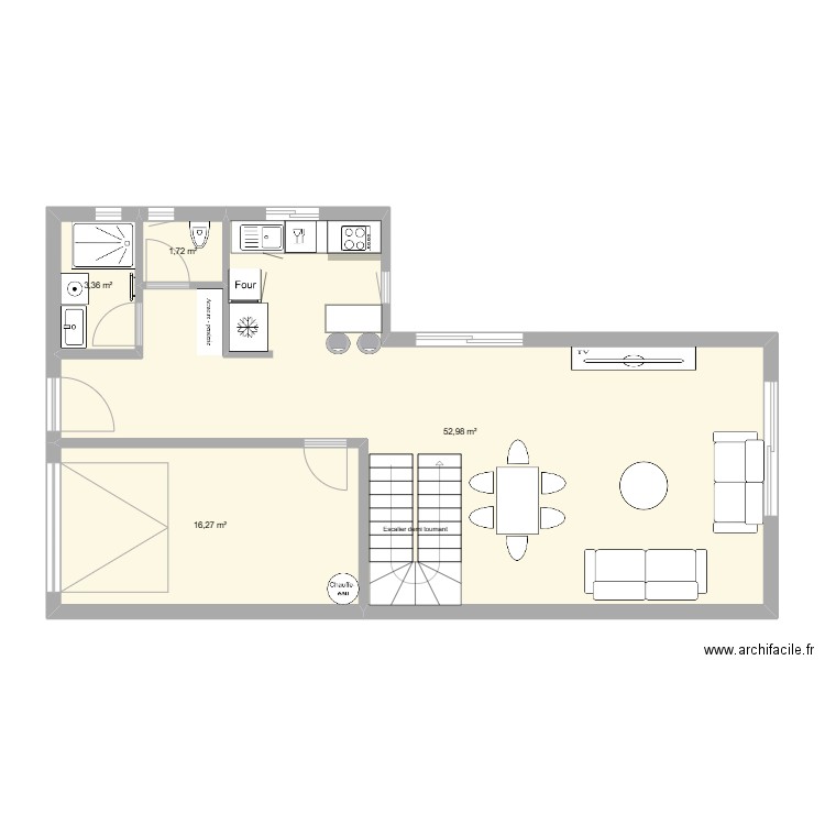 plan rez 02. Plan de 4 pièces et 74 m2