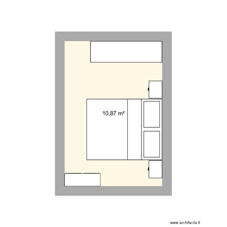 chambre. Plan de 1 pièce et 11 m2