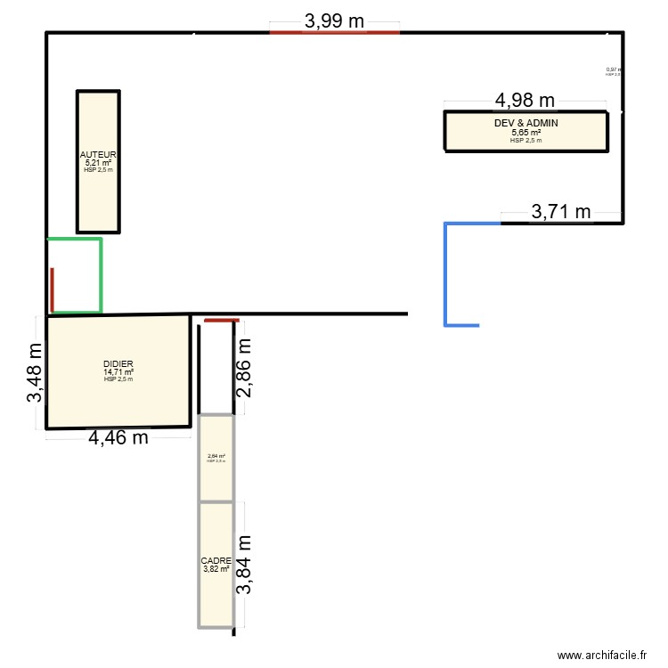 Plan actuel 2. Plan de 6 pièces et 33 m2