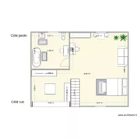 Escalier central, dressing et salle de bains