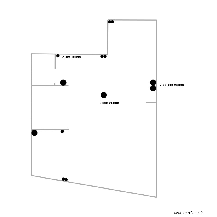 passage. Plan de 1 pièce et 46 m2