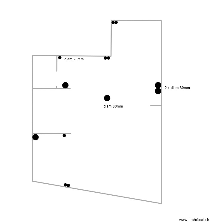 passage. Plan de 1 pièce et 46 m2