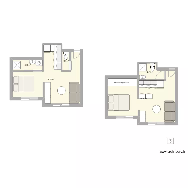 Appart Cros Gladys. Plan de 5 Pièces et 48 m²