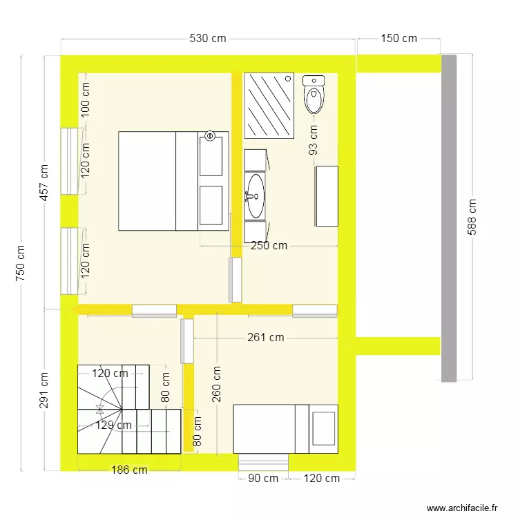 Vue plan etage 1 projet extension WWM02.25 14.01.25. Plan de 