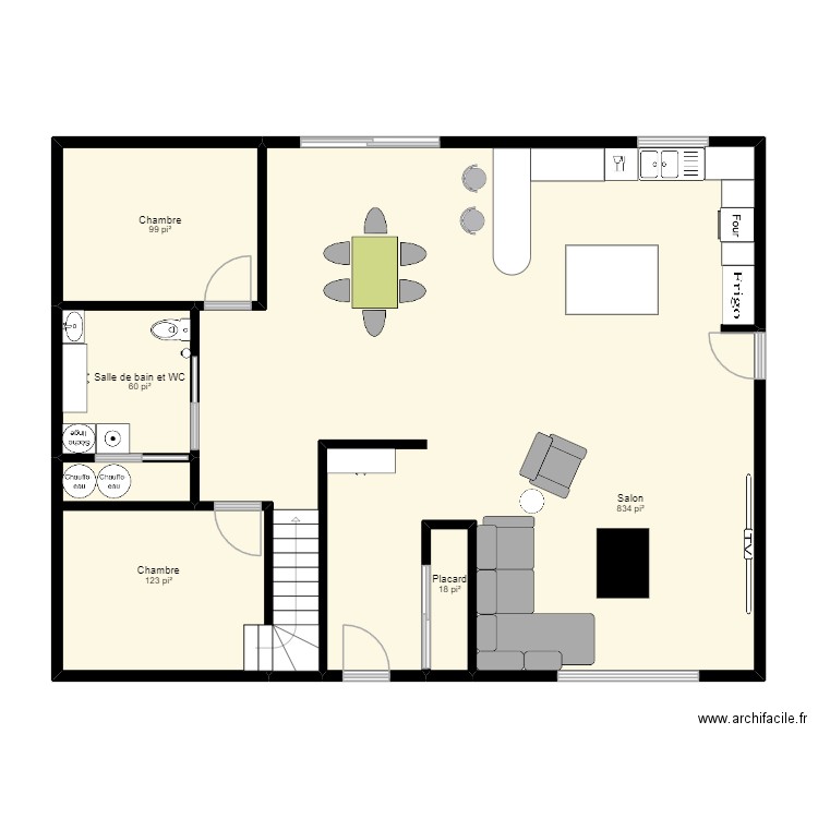 maison. Plan de 5 pièces et 105 m2
