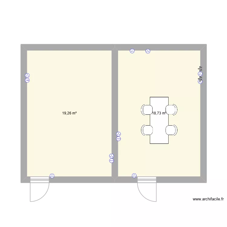 Ohmex - pi&egrave;ces A+B. Plan de 2  et 38 m²