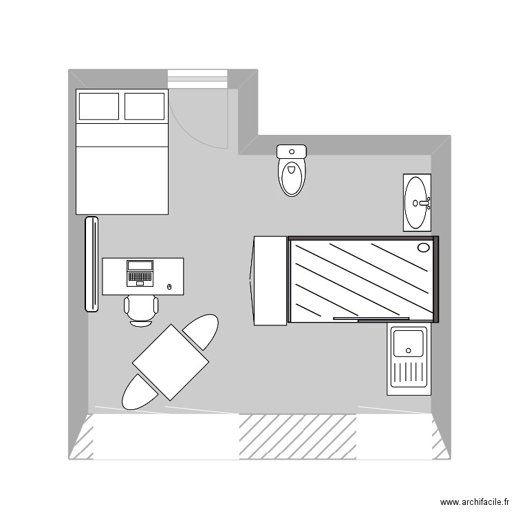 Mathis. Plan de 1 pièce et 18 m2