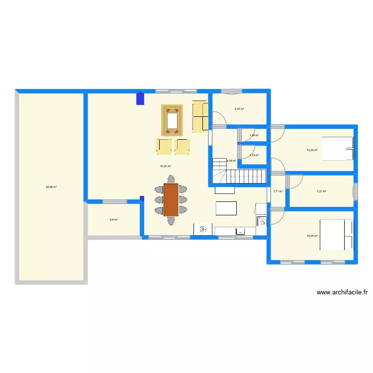 Longarisse RdC. Plan de 11  et 161 m²