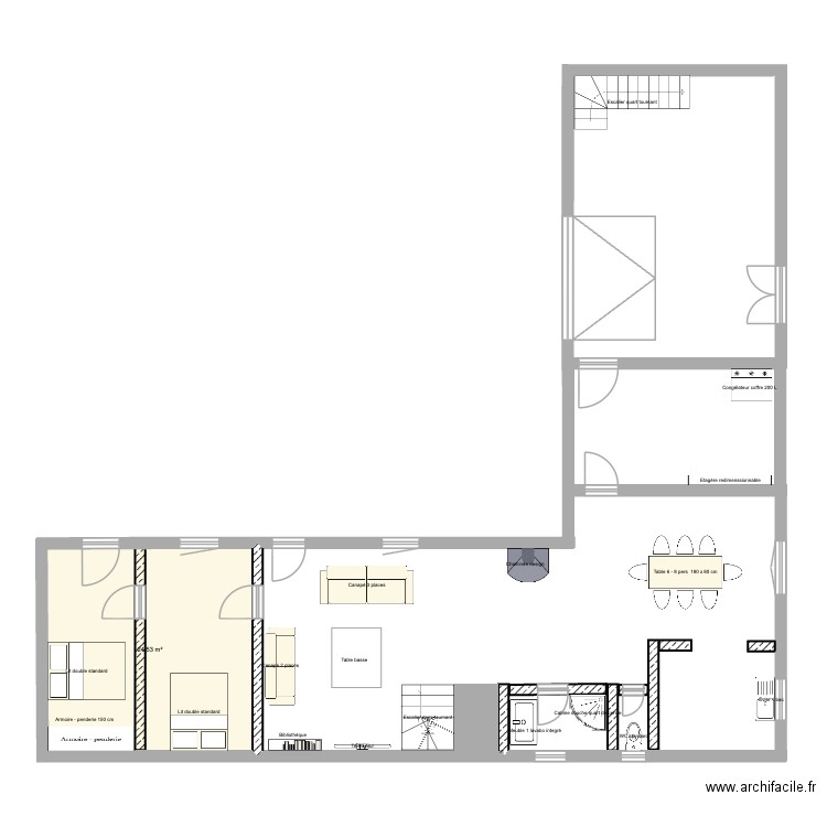 Plessis RDC. Plan de 1 pièce et 25 m2