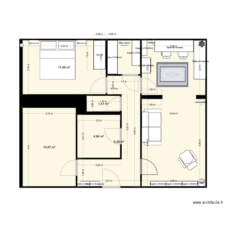 DG3. Plan de 9 pièces et 67 m2