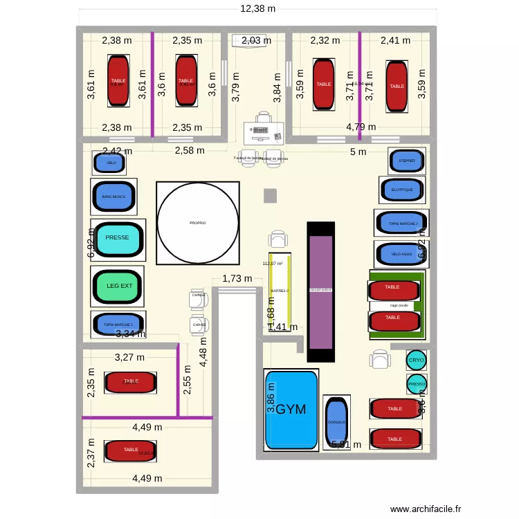 Cabinet Kine Romain V2. Plan de 6  et 164 m²