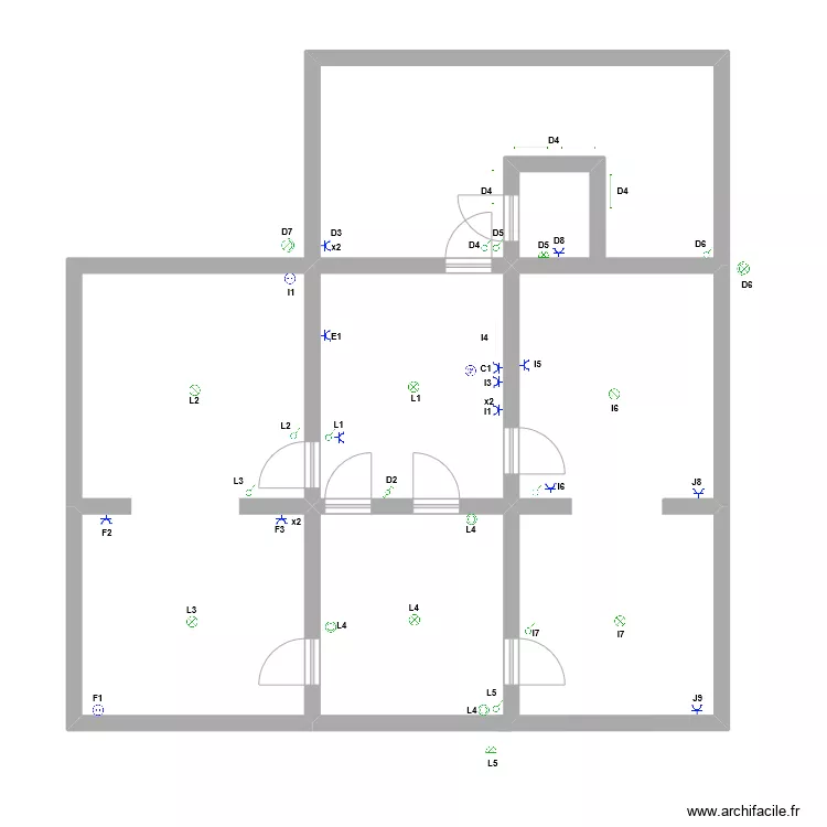 Salon cuisine veranda Valentin Olivier. Plan de 