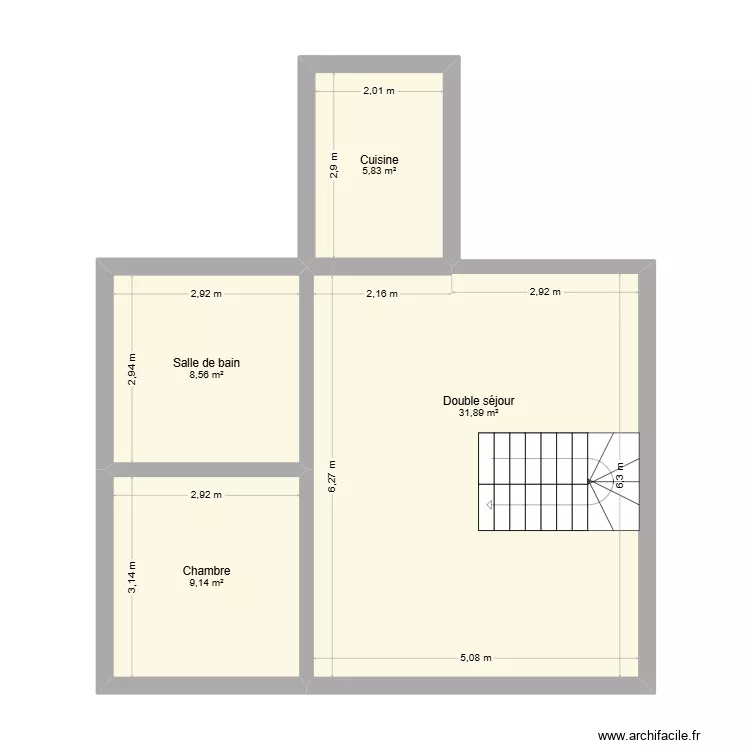 266 appt 2 arques. Plan de 4  et 55 m²