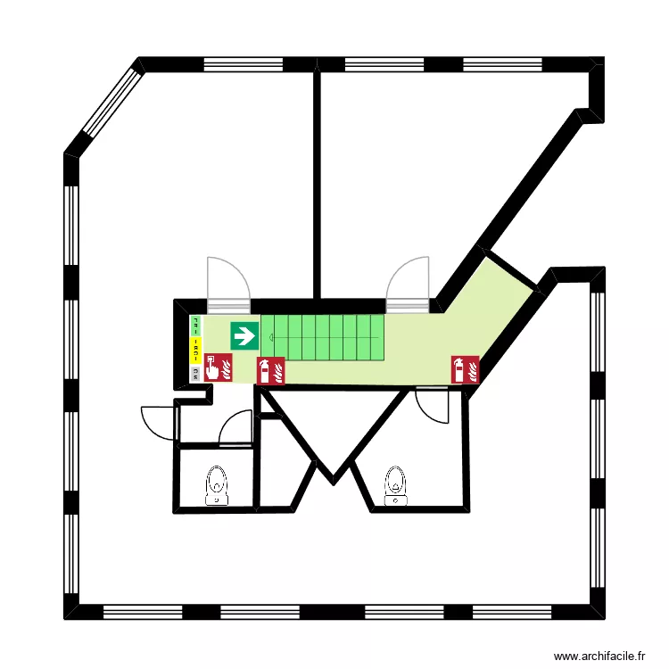 Descartes B 1ER. Plan de 2 pièces et 74 m²