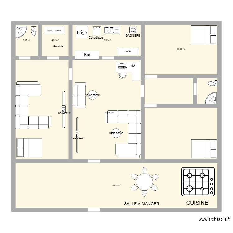 225973. Plan de 6 pièces et 189 m2