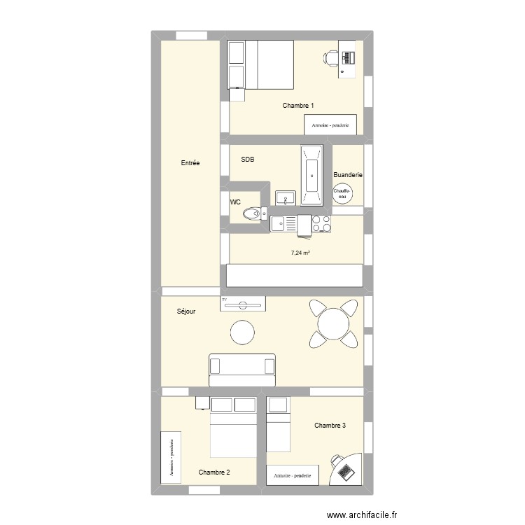voix de compiegne. Plan de 9 pièces et 65 m2