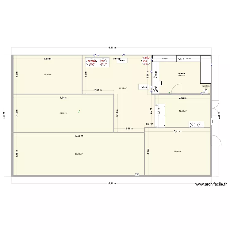 Atelier int&eacute;rieur proposition un. Plan de 