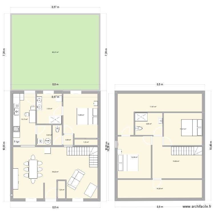 Maison Philippe et Lolotte. Plan de 15 pièces et 216 m2