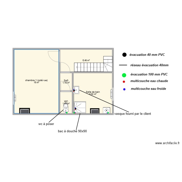 r+1 cochez plomberie . Plan de 0 pièce et 0 m2