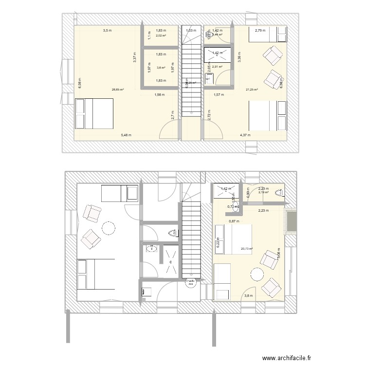 gite le ptit magny 2. Plan de 9 pièces et 87 m2