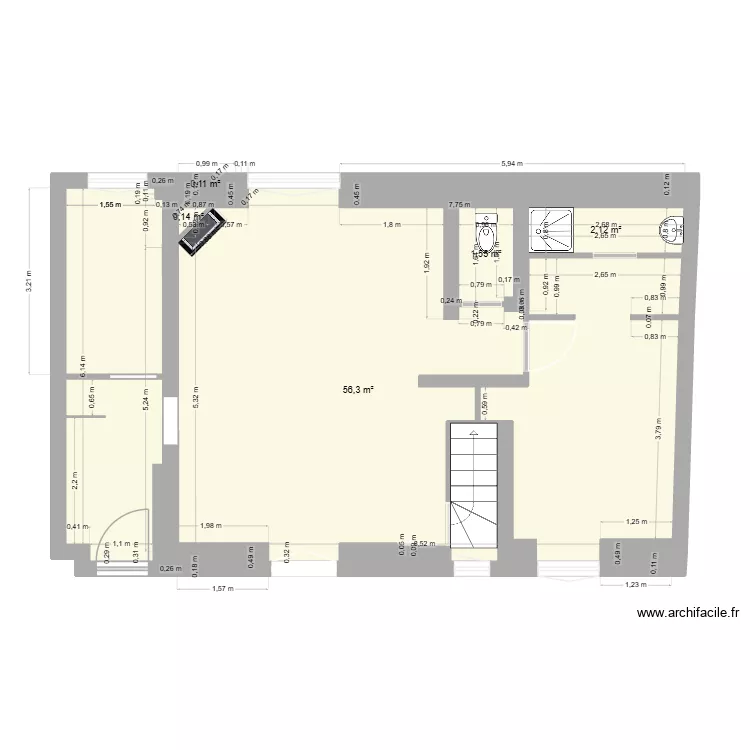 cottage. Plan de 5 Pièces et 60 m² cottage. Plan de 5 Pièces et 60 m²