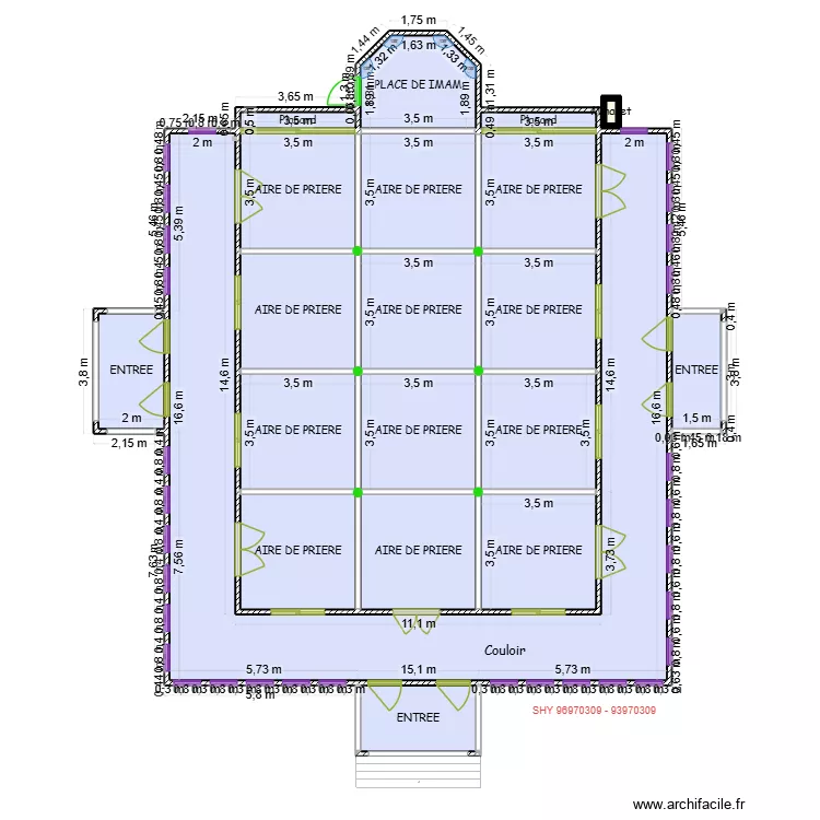 PLAN D'UNE MOSQUEE .2. Plan de 20 Pièces et 267 m² PLAN D'UNE MOSQUEE .2. Plan de 20 Pièces et 267 m²