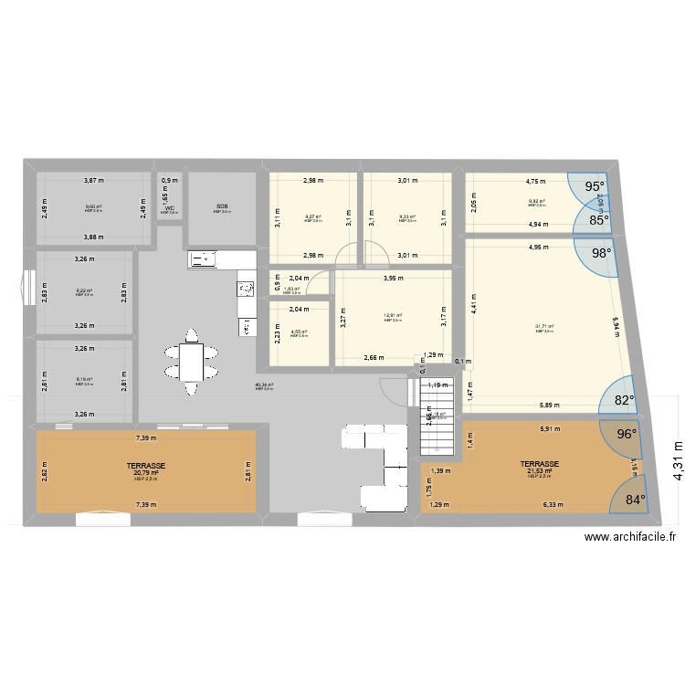 ST JORY R+1 PROJET. Plan de 16 pièces et 207 m2