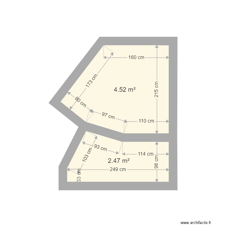 SDB LOEHR. Plan de 2 pièces et 7 m2