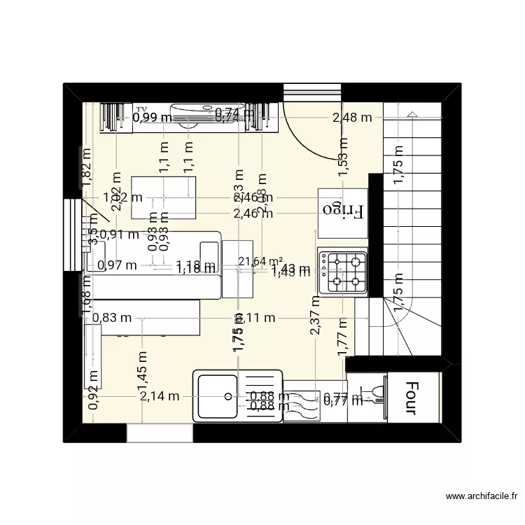 Maison. Plan de 1 et 18 m² Maison. Plan de 1 et 18 m²