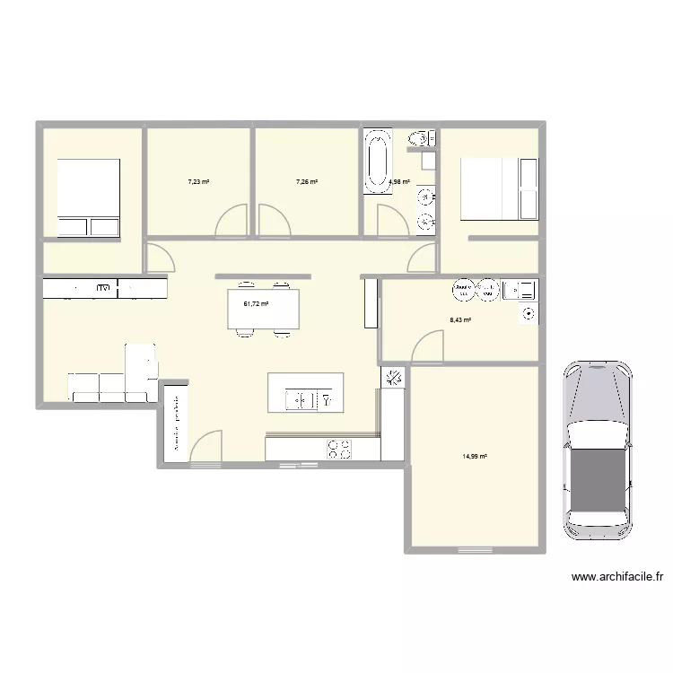 Maison bien. Plan de 6  et 105 m²