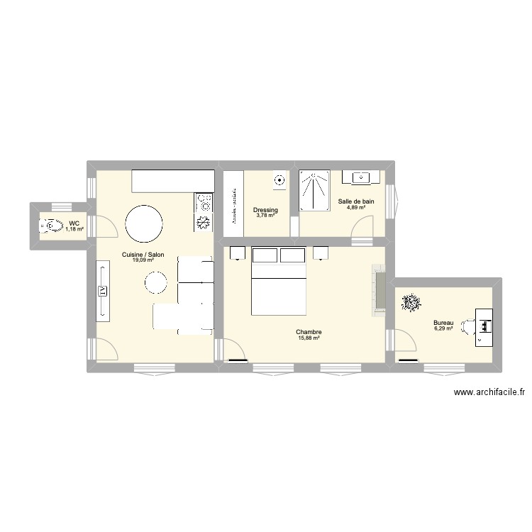 36 Landry. Plan de 6 pièces et 51 m2