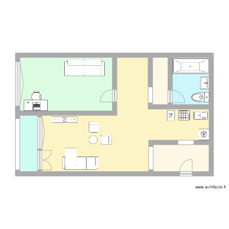 5991. Plan de 6 pièces et 63 m2