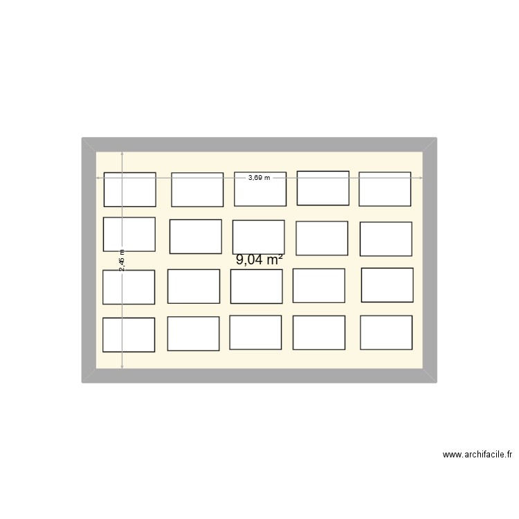 terrasse. Plan de 1 pièce et 9 m2