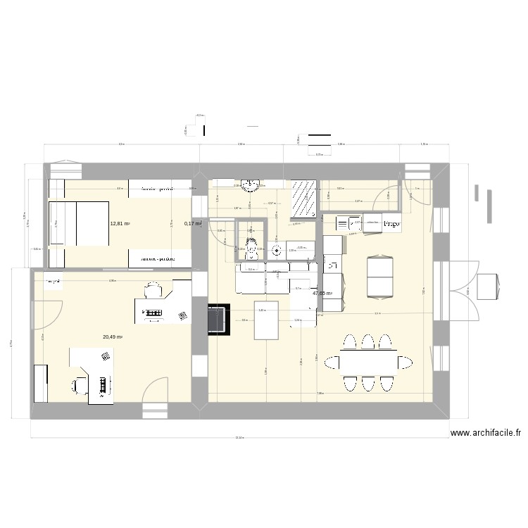 138. Plan de 5 pièces et 82 m2