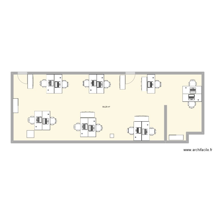 Plan Bureau 1. Plan de 1 pièce et 84 m2