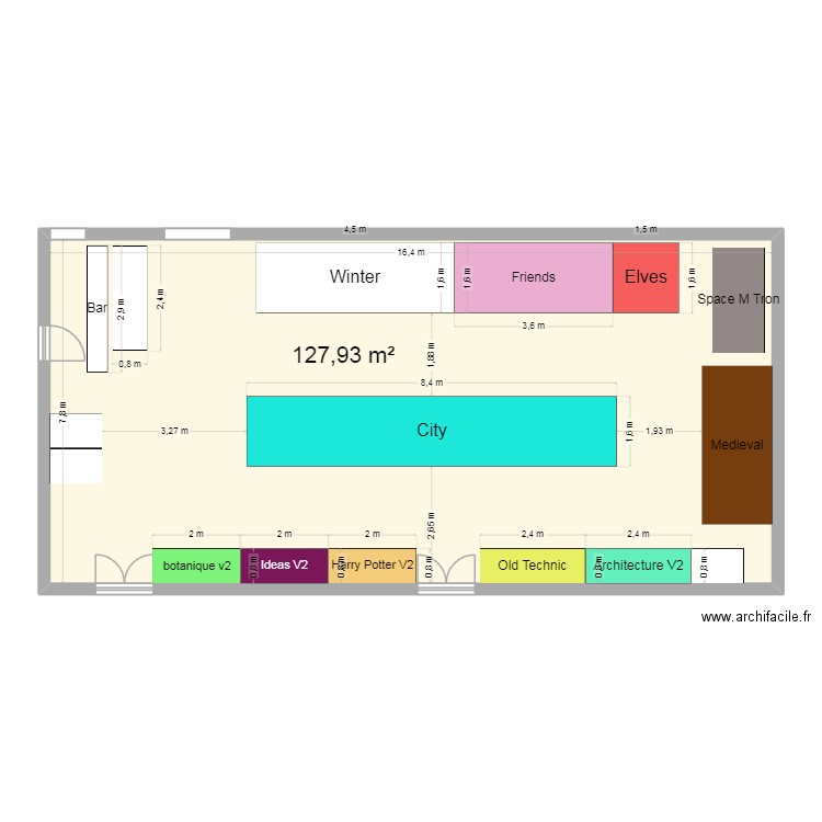 salle frenes 2026. Plan de 1 pièce et 128 m2