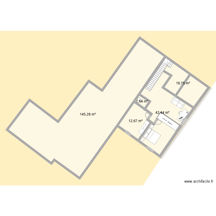 Maison 1er étage. Plan de 7 pièces et 455 m2