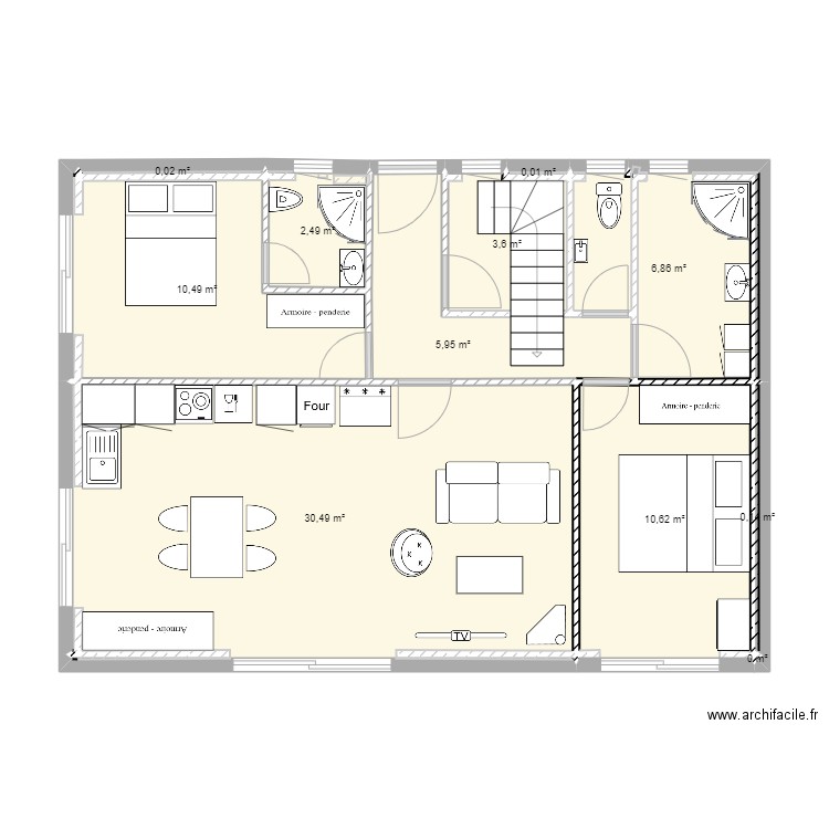 Ploba 2. Plan de 11 pièces et 71 m2