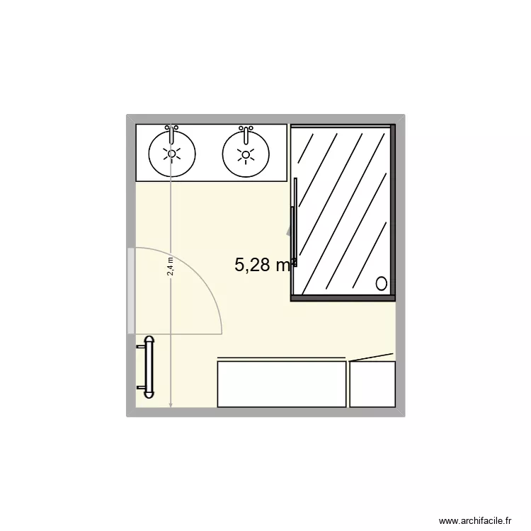 Salle d\'eau. Plan de 1  et 5 m²