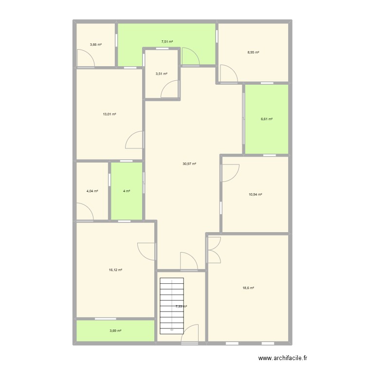 Exemple Lac rose1. Plan de 14 pièces et 139 m2