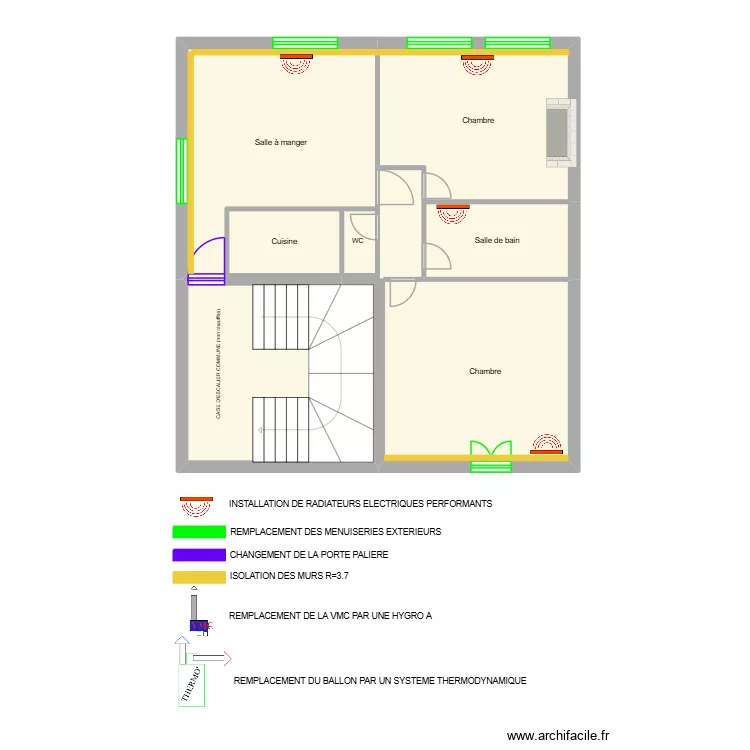 FOURLOUBEY 1er Droit R1 + THERMO. Plan de 5  et 81 m²