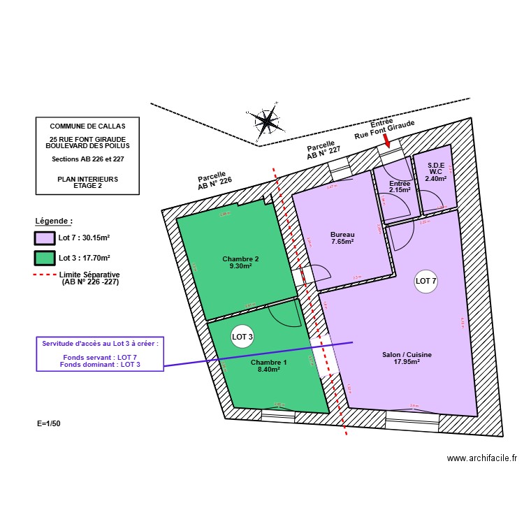 CALLAS (R+2) Modifs 2025 (AB 226+227). Plan de 8 pièces et 50 m2