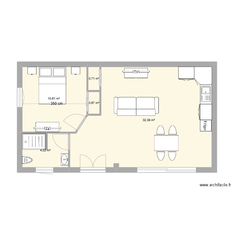 GARAGE APPARATEMENT. Plan de 5 pièces et 48 m2