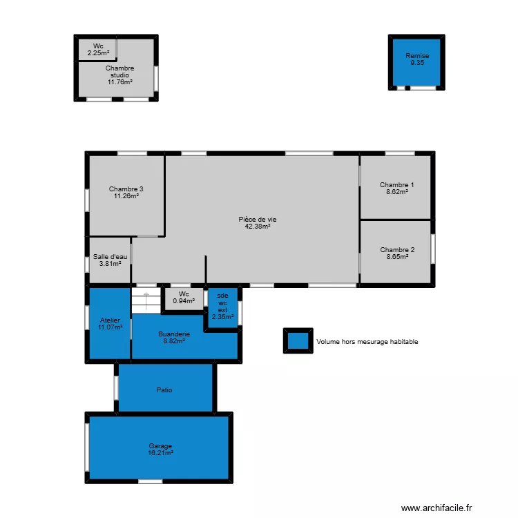 Culleron mesurage. Plan de 15  et 56 m²