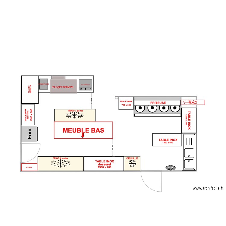 cuisine resto. Plan de 0 pièce et 0 m2