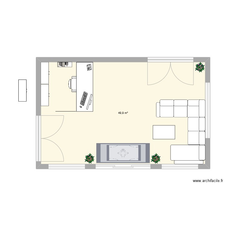art 2. Plan de 1 pièce et 50 m2