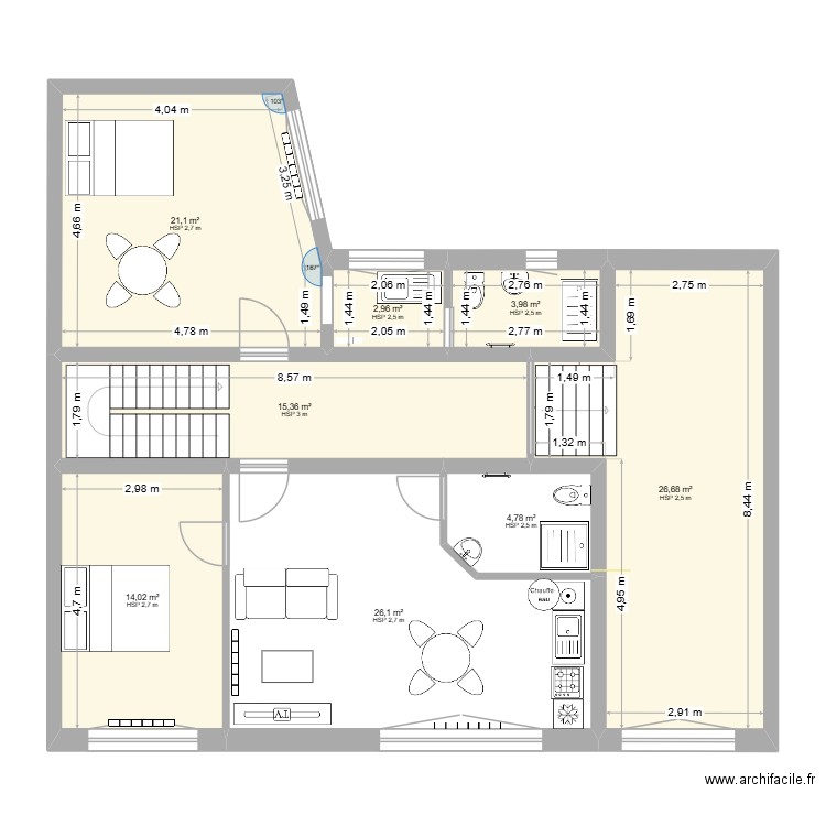 14 grand place - RDC-. Plan de 8 pièces et 115 m2